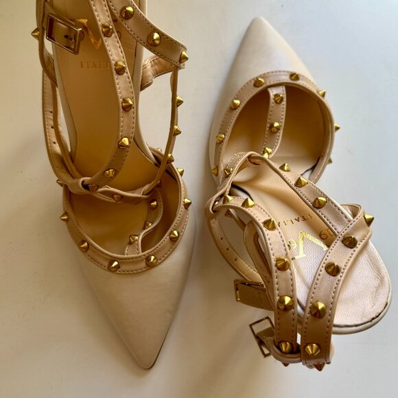 Versace V 1969 Henriette white and beige leather high-heeled sandals size 37 - Picture 8 of 14